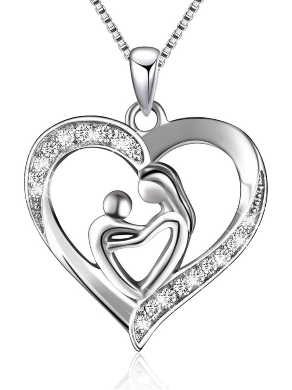 Sterling Silver Mom Necklace - Heartfelt Mother Daughter Jewelry Gift